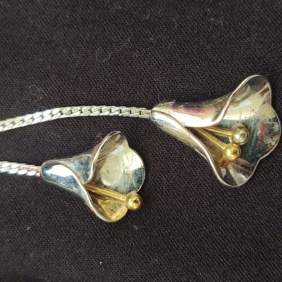 Avon Vintage Silver Tone Lily Lariat Tassel Necklace 22" Vintage - Picture 2 of 4